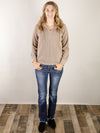 Mocha Solid Texture Hooded Pullover