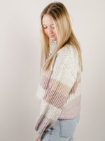 Grey and Blush Color Blocked Sweater