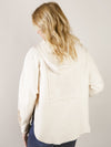 Ivory Exposed Seam Half Button Hooded Top