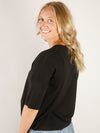 Black V-Neck 1/2 Sleeve Sweater