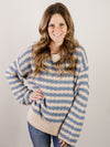 Dusty Blue and Taupe Striped Sweater