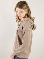 Mocha Solid Texture Hooded Pullover