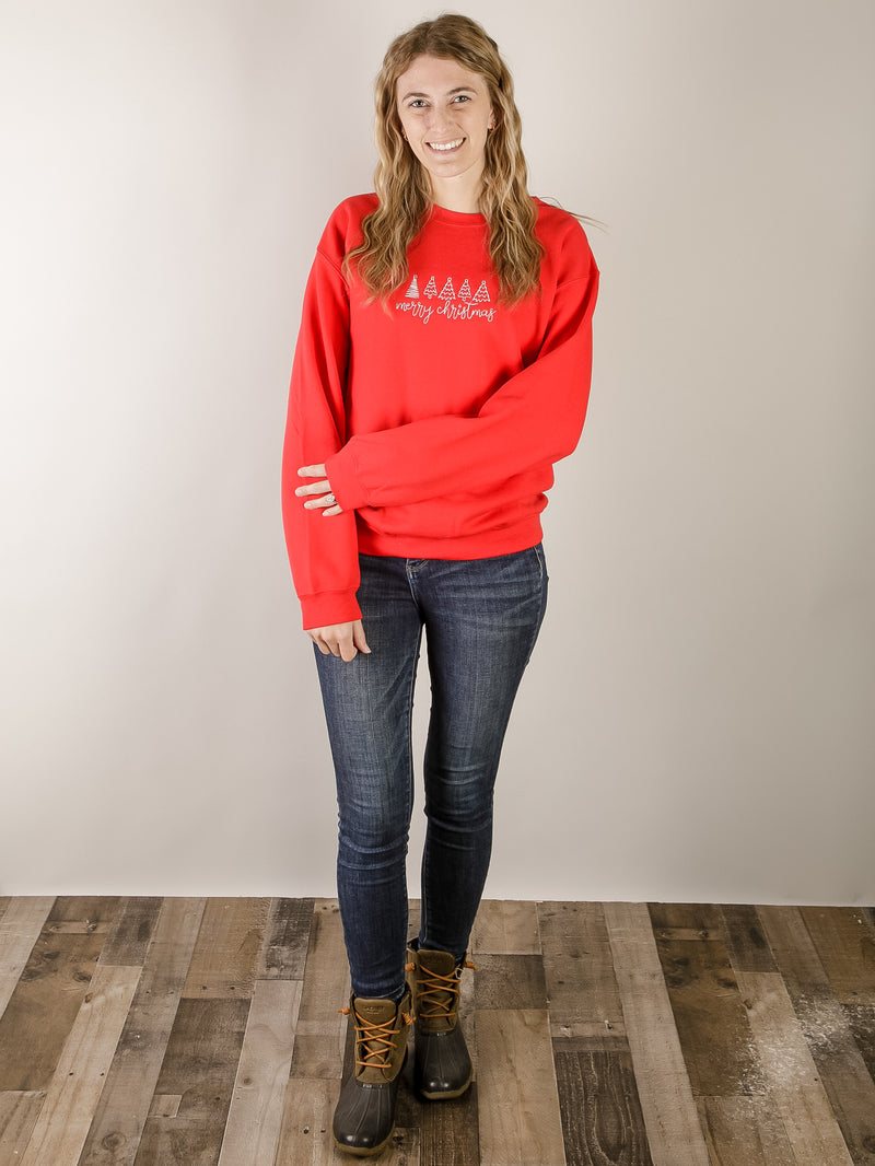 Red Merry Christmas Embroidered Sweatshirt