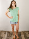 Kelly Green Ruffled Sleeve Top