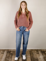 Mineral Washed Wine Henley Sweater