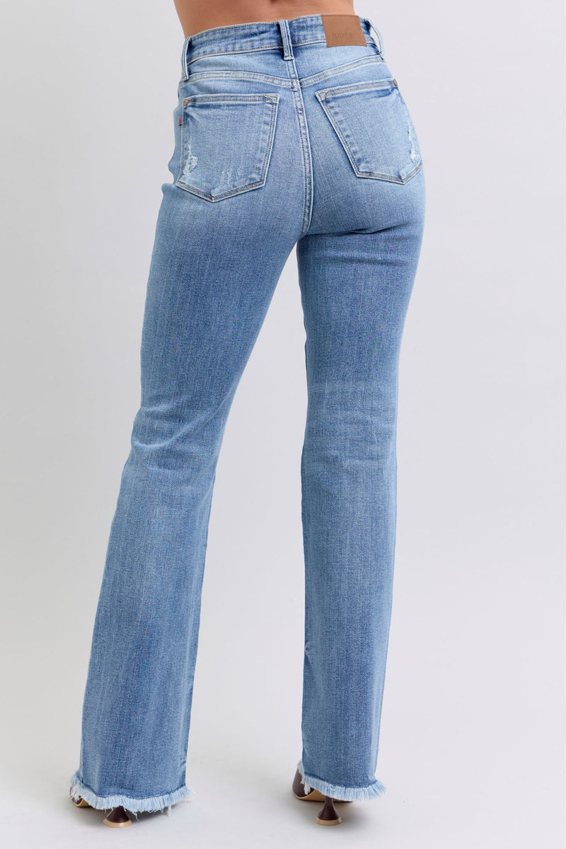 Judy Blue Raw Hem High Rise Bootcut Jeans (Online Exclusive)