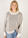 Ribbed Two Tone Crewneck Sweater