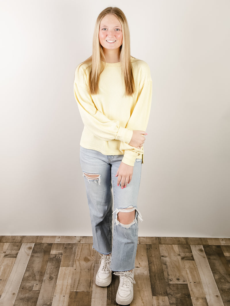 Butter Yellow Crewneck with Exposed Seams