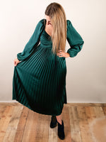 Hunter Green Pleated Midi Dress