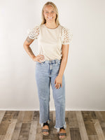 Taupe Top with Puff Detail Sleeve