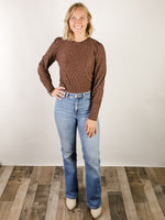 Chocolate Brown Lace Long Sleeve Top