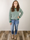 Green and White Waffle Stipe Sweater