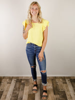 Yellow Top with Ruffled Sleeves