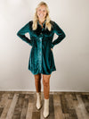 Emerald Velvet Button Down Dress