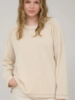 Cream Crewneck Ribbed Long Sleeve
