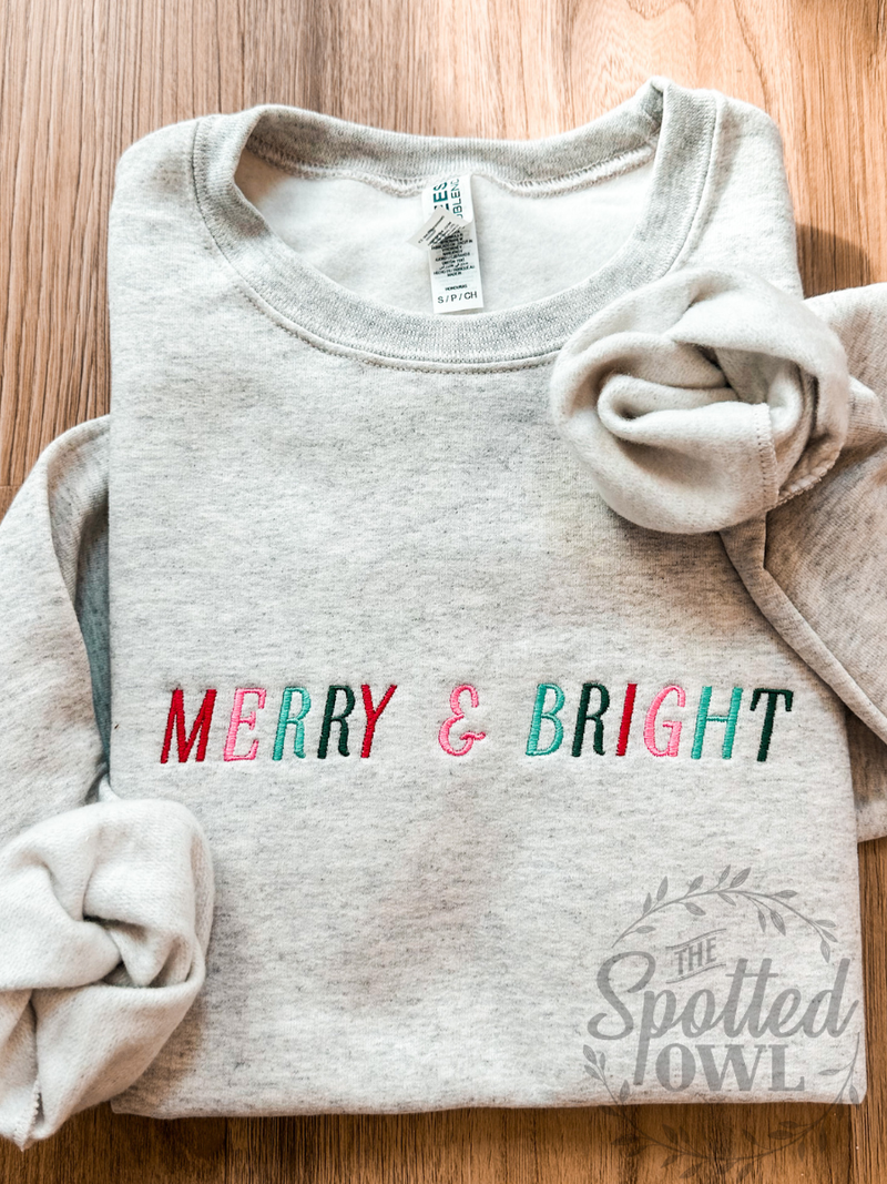 Merry and Bright Embroidered Sweatshirt