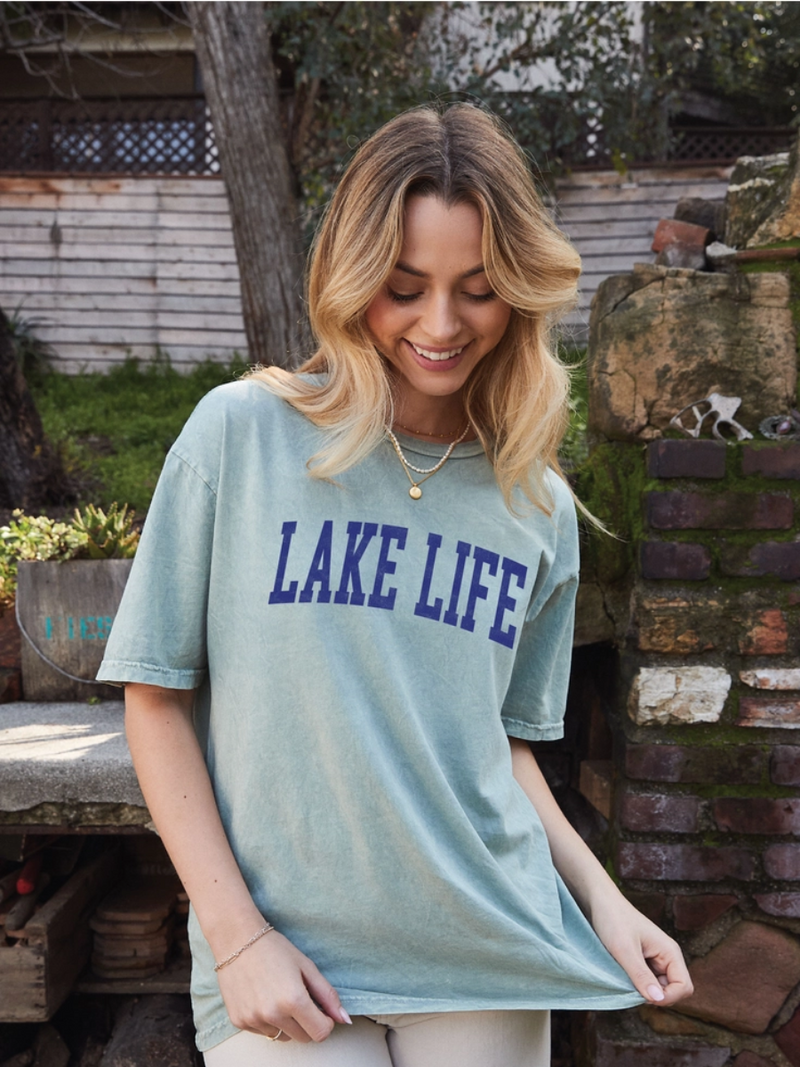 Lake Life Sage Mineral Washed Tee