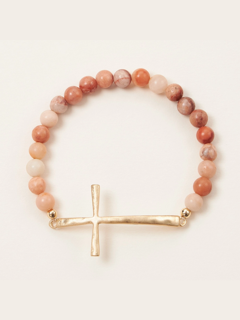Cross Stone Beaded Bracelet