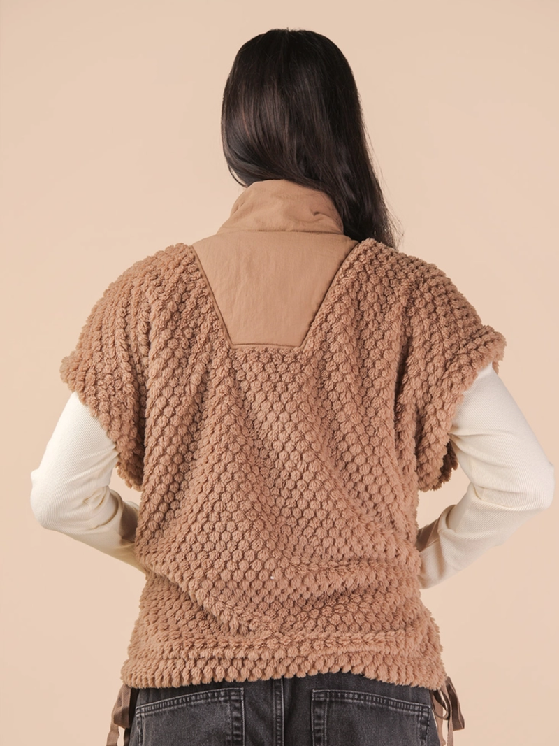 Mocha Soft Textured Woven Vest