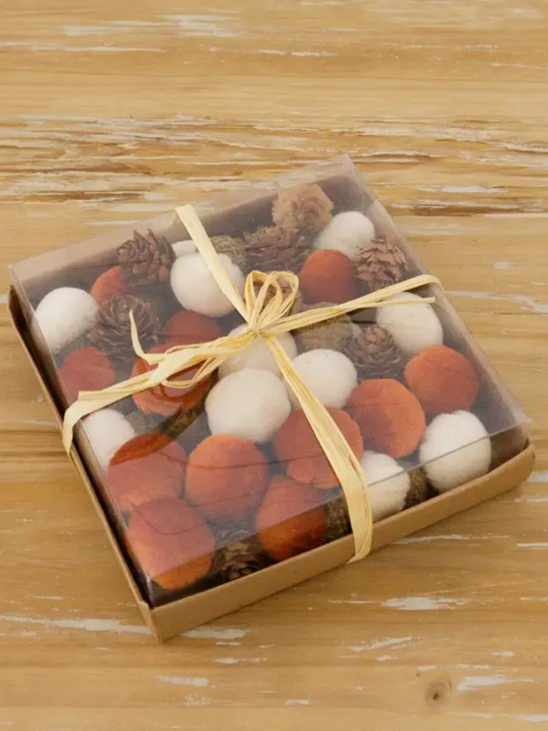 Box of Mini Pinecones and Pumpkins