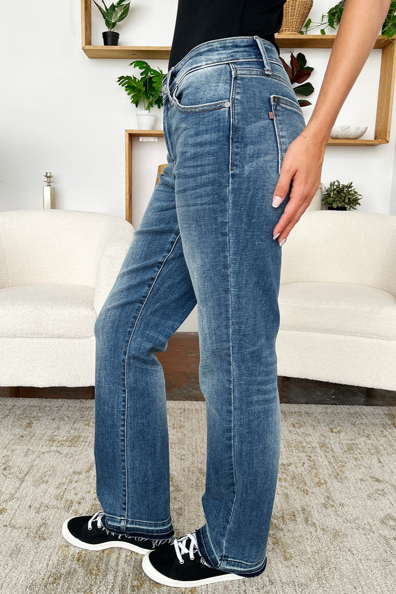 Judy Blue Mid Rise Release Hem Jeans (Online Exclusive)