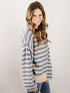 Dusty Blue and Taupe Striped Sweater