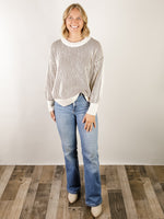 Ribbed Two Tone Crewneck Sweater