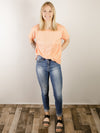 Coral Ribbed Knit PocketTee