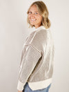 Ribbed Two Tone Crewneck Sweater