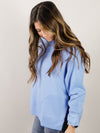 Blue Round Neck Scuba with Side Slits