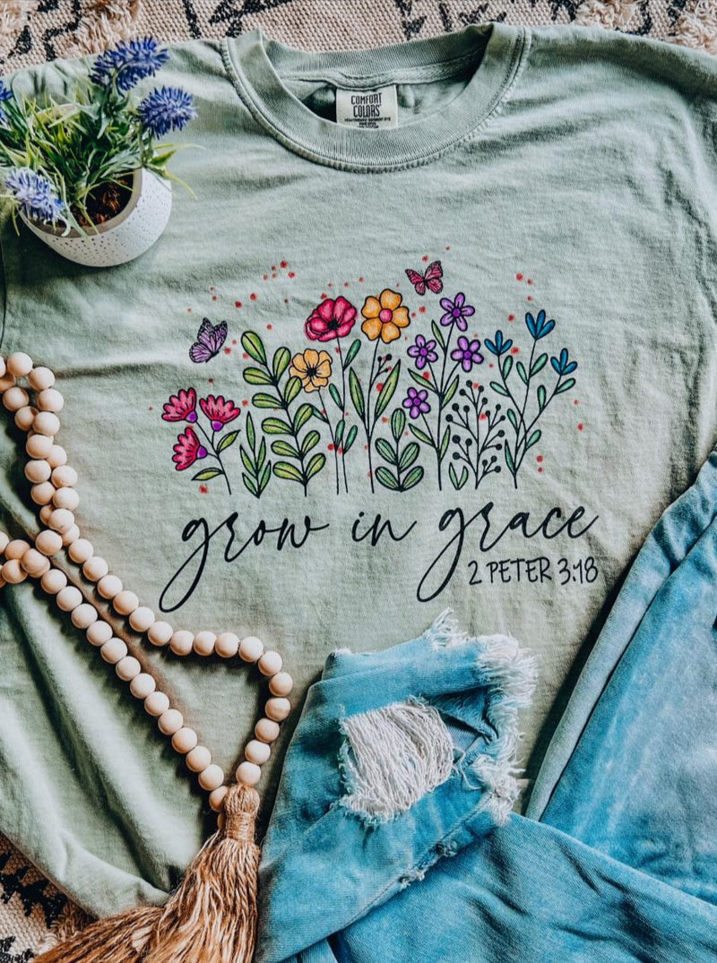Grow in Grace Comfort Colors Graphic Tee