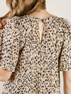 Taupe Geo Print Short Sleeve Top