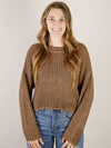 Mocha Crochet Knit Sweater