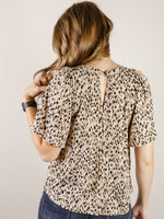 Taupe Geo Print Short Sleeve Top