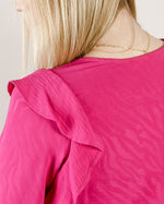 Magenta Blouse with Ruffled Sleeve