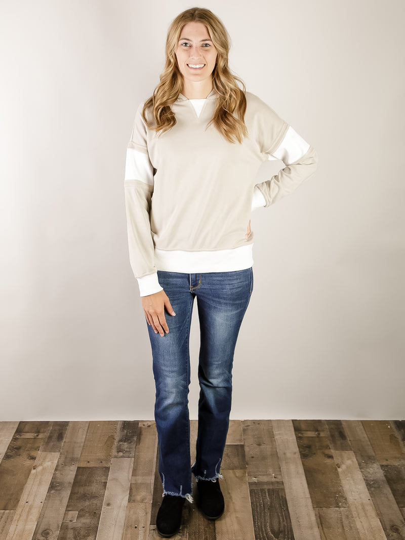 Taupe Contrast Hooded Sweatshirt