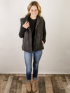 Black Suede Like Puffer Vest