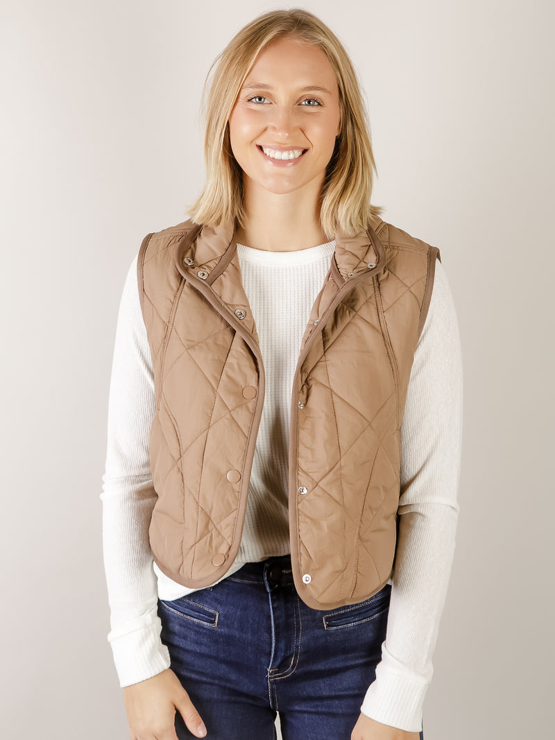Mocha Thin Quilted Puffer Vest