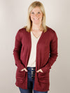 Solid Basic Cardigan with Ribbed Hem
