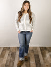 Heather Grey Striped Button Up Cardigan