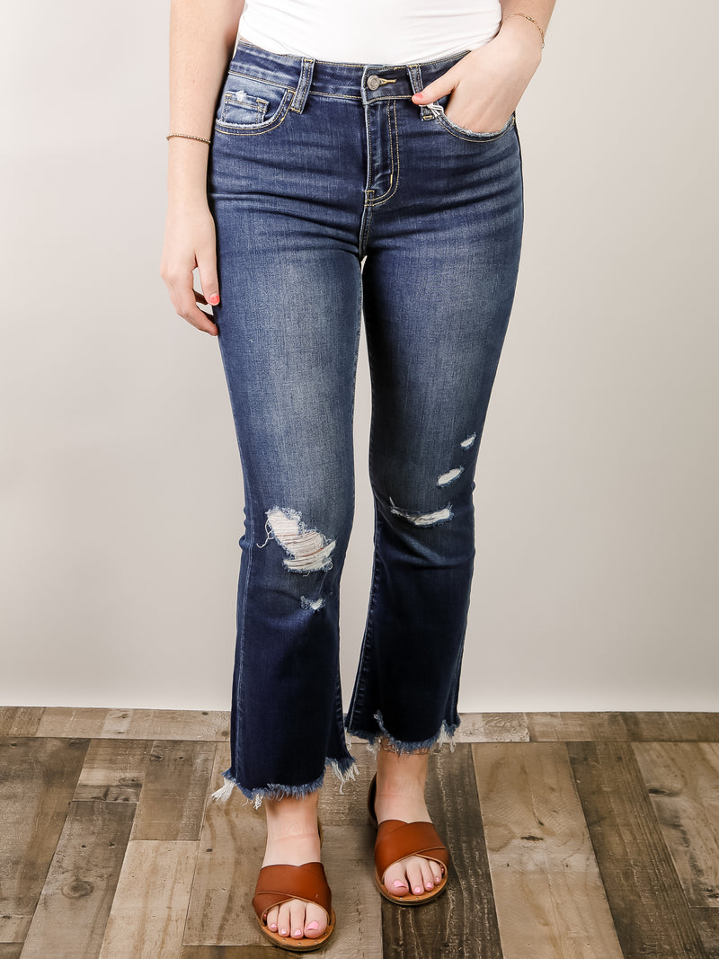 Vervet High Rise Distressed Cropped Flare Jeans
