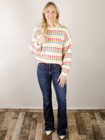 Multi-Colored Crewneck Striped Sweater