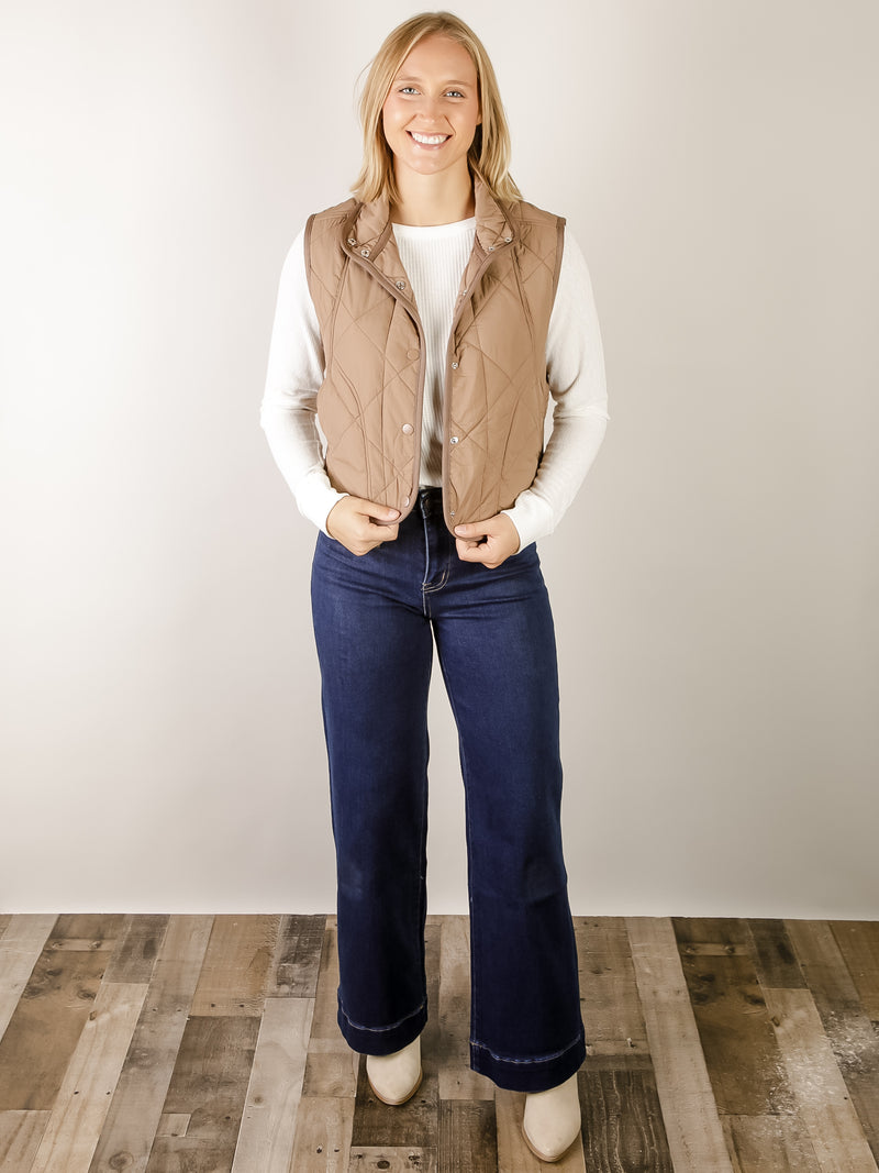 Mocha Thin Quilted Puffer Vest