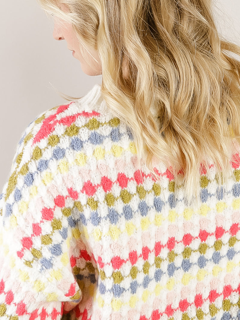 Multi-Colored Crewneck Striped Sweater