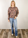 Burgundy Floral Crewneck Sweatshirt