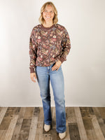 Burgundy Floral Crewneck Sweatshirt