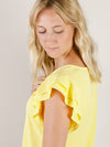 Yellow Top with Ruffled Sleeves
