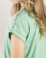 Apple Green Button Shoulder Knit Top