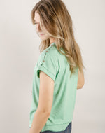 Apple Green Button Shoulder Knit Top