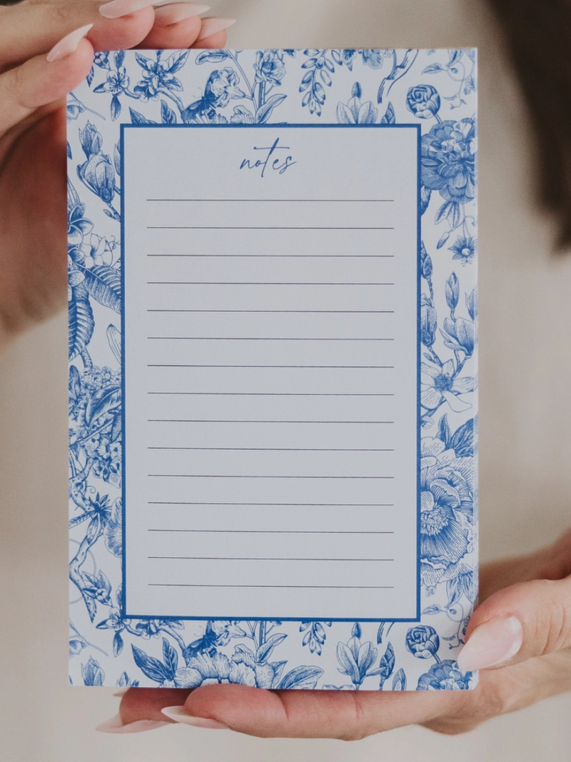 Blue Floral Notepad